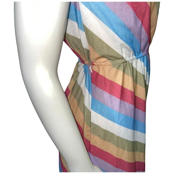 Vintage Jeni Blair of California Diagonal Stripe Midi Dress Pastel Rainbow Sz 3 - Picture 10 of 14